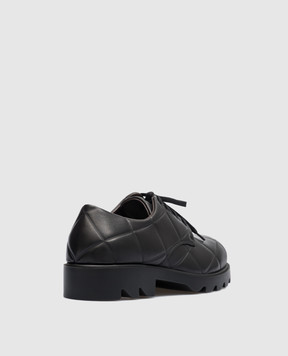 Bottega Veneta Black leather derbies in a geometric pattern 709000V02X0