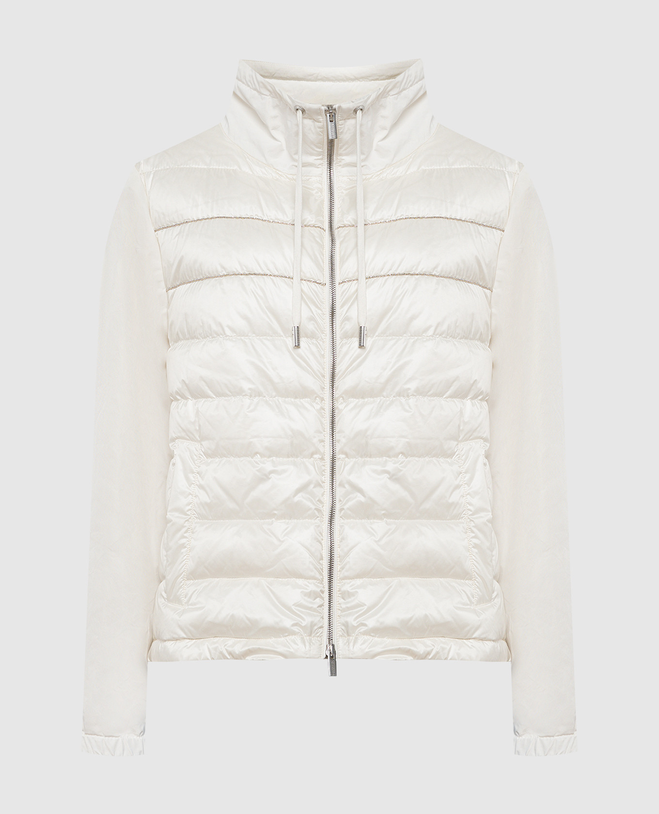 White combo jacket with monil chain peserico