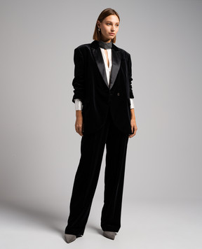 Brunello Cucinelli Black velvet jacket with monil chain MD5612512