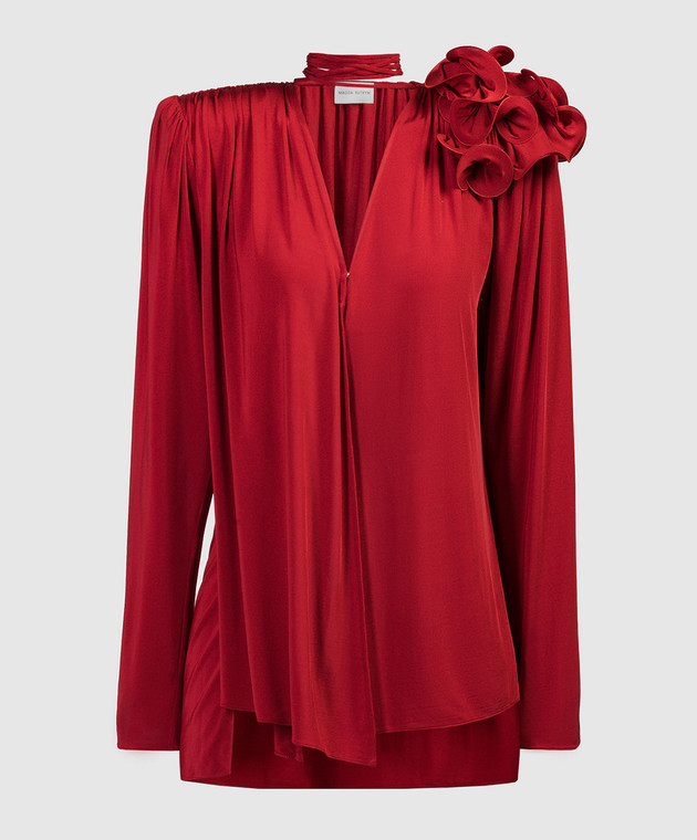 Magda Butrym - Red blouse on the scent with a brooch