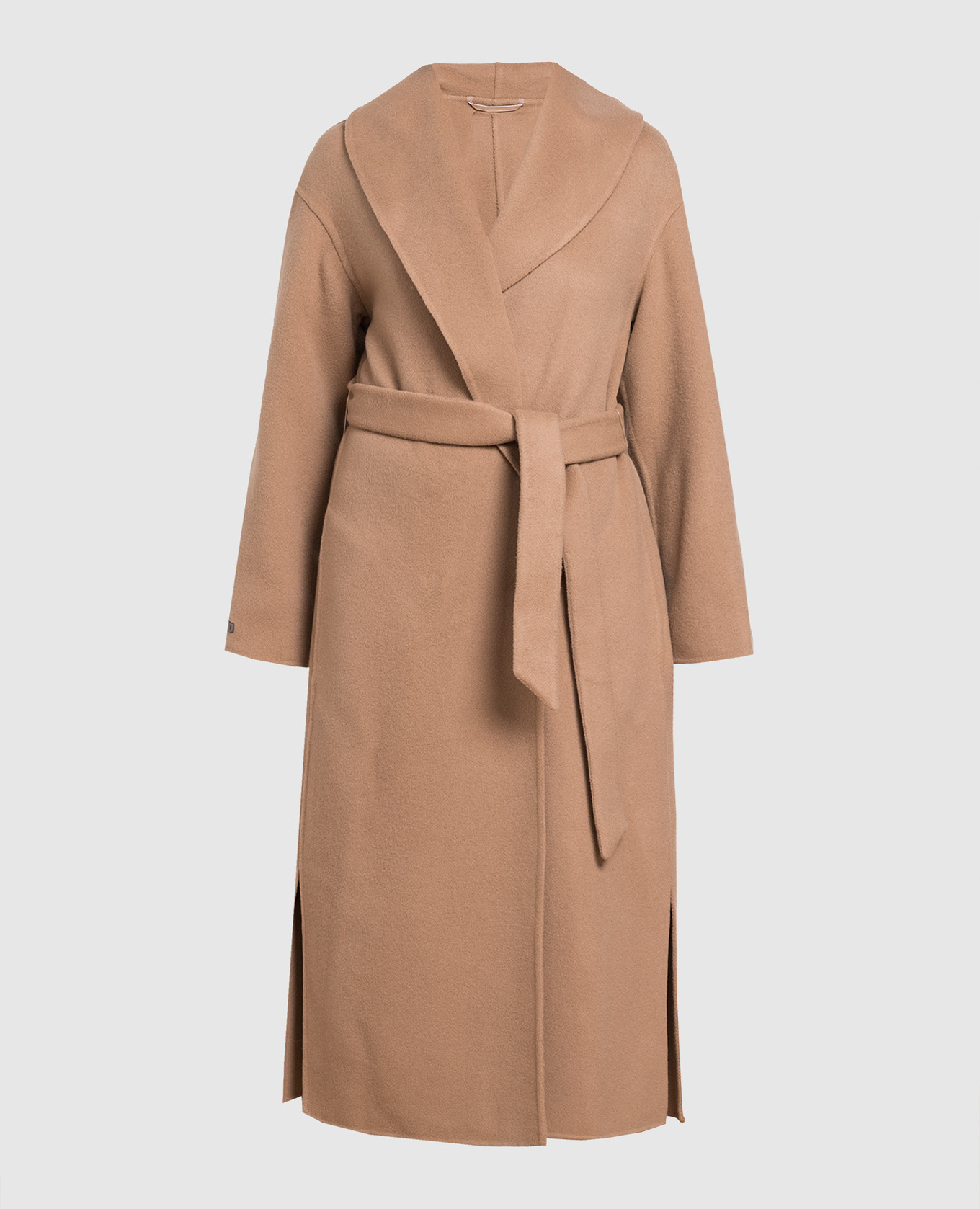 

Double-breasted light brown coat with slits Peserico, Коричневый