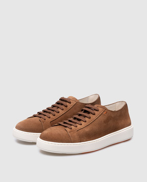 スニーカー Santoni Sneakers in pelle scamosciata con stampa logo Pink Santoni Sneakers In Pelle Scamosciata Con Stampa Logo ab