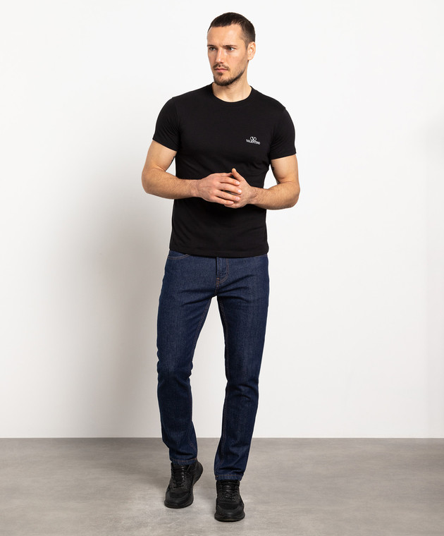 Valentino - Black t-shirt with logo print 1V3MG11Z8MS - shop