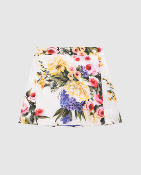 Dolce&Gabbana Children's white shorts-skirt in GARDEN print L53Q22HS5Q5812+
