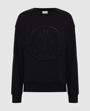 Moncler Black sweatshirt with logo embroidery 8G00042899U5