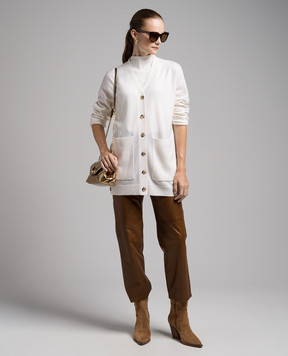 Allude White wool and cashmere cardigan 23517040