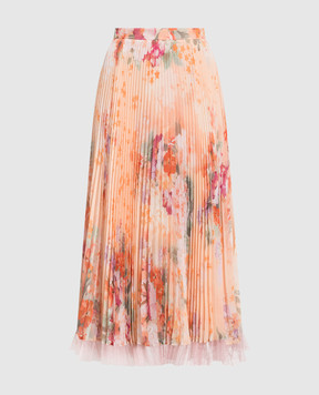 Twinset Orange skirt with pleating in a floral print 231TP2733