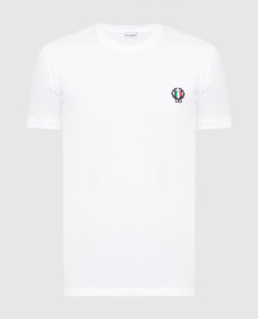 Dolce&Gabbana White T-shirt with logo embroidery M8C03JFUECG