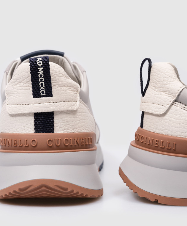 Brunello Cucinelli - Gray leather sneakers with logo