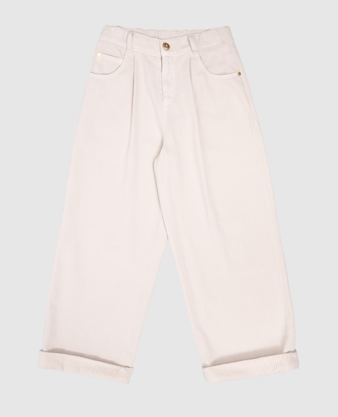 

Children's gray jeans with monil chain made of ecolathuni Brunello Cucinelli, Grey