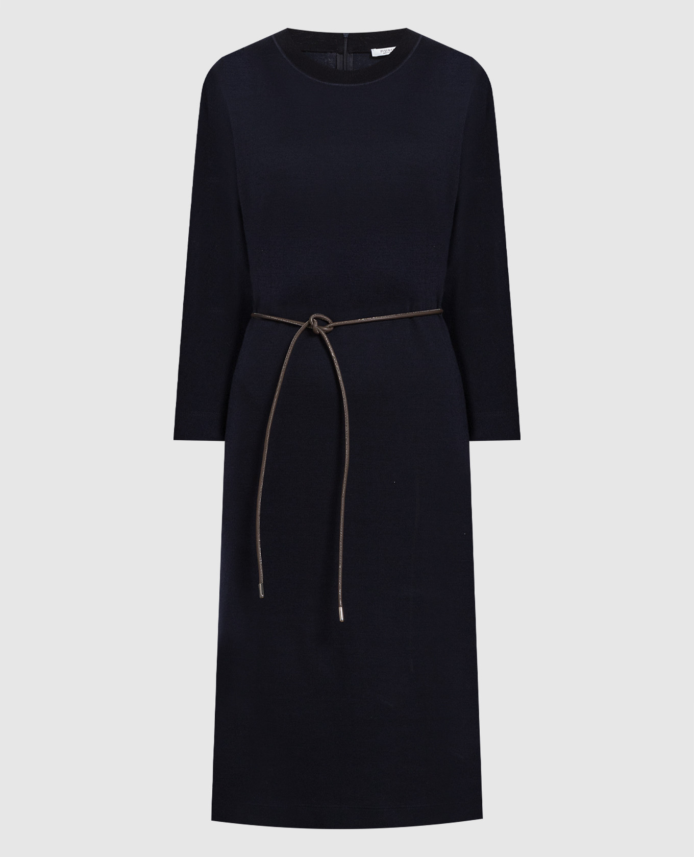 Blue midi dress with monil chain Peserico