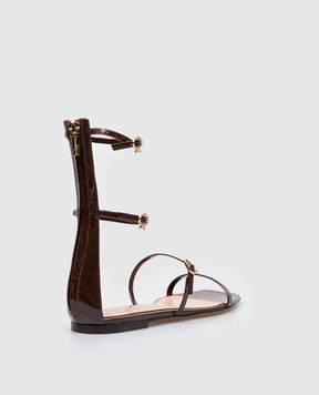 Gianvito Rossi Ribbon Downtown Brown Leather Sandals G6171505CUOVER