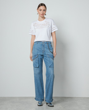 Ermanno Scervino White t-shirt with lace D442L329DUX