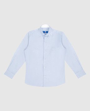 Stefano Ricci Children's light blue shirt in woven pattern with logo embroidery YC003189L1720