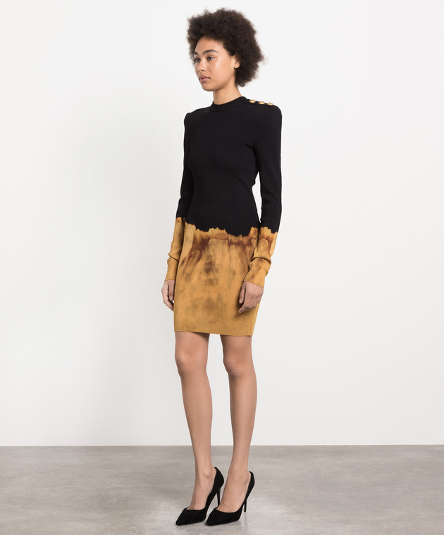 Balmain - Black dress with Fire print AF0R8012KE19 - shop with European  delivery at Symbol