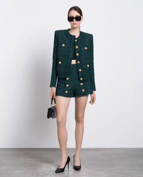 Balmain Green tweed shorts BF1PA313XF91