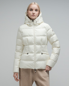 Moncler Avoce beige down jacket with logo patch 1A00075539ZD
