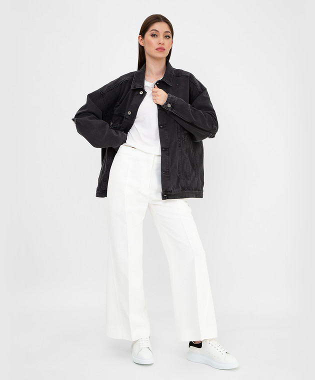 Miu Miu - Denim jacket with rips and logo GWB13410KX - shop
