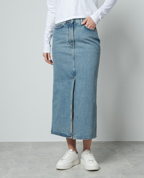 Lou Lou Studio Rona midi blue denim skirt with logo patch RONA