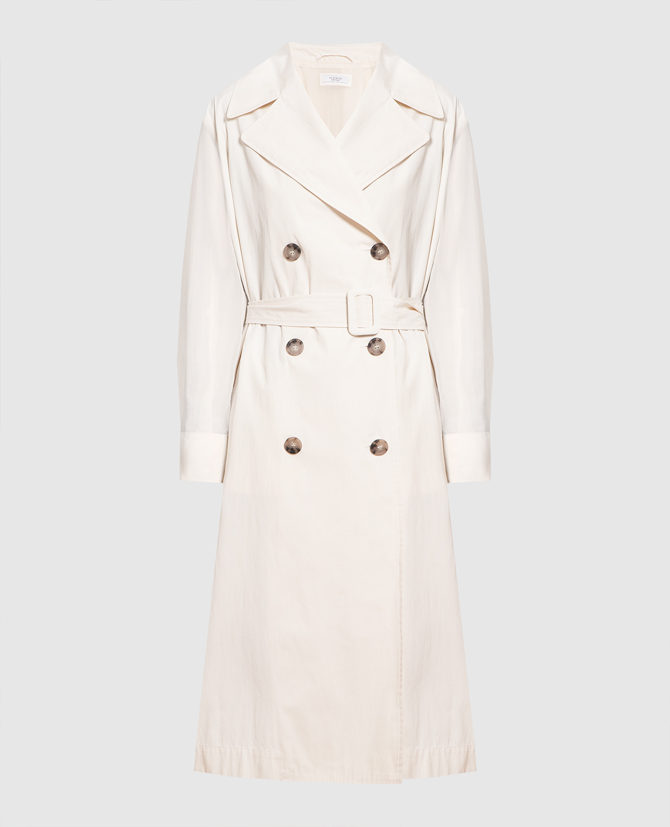 

Beige double-breasted trench coat with monil chain Peserico