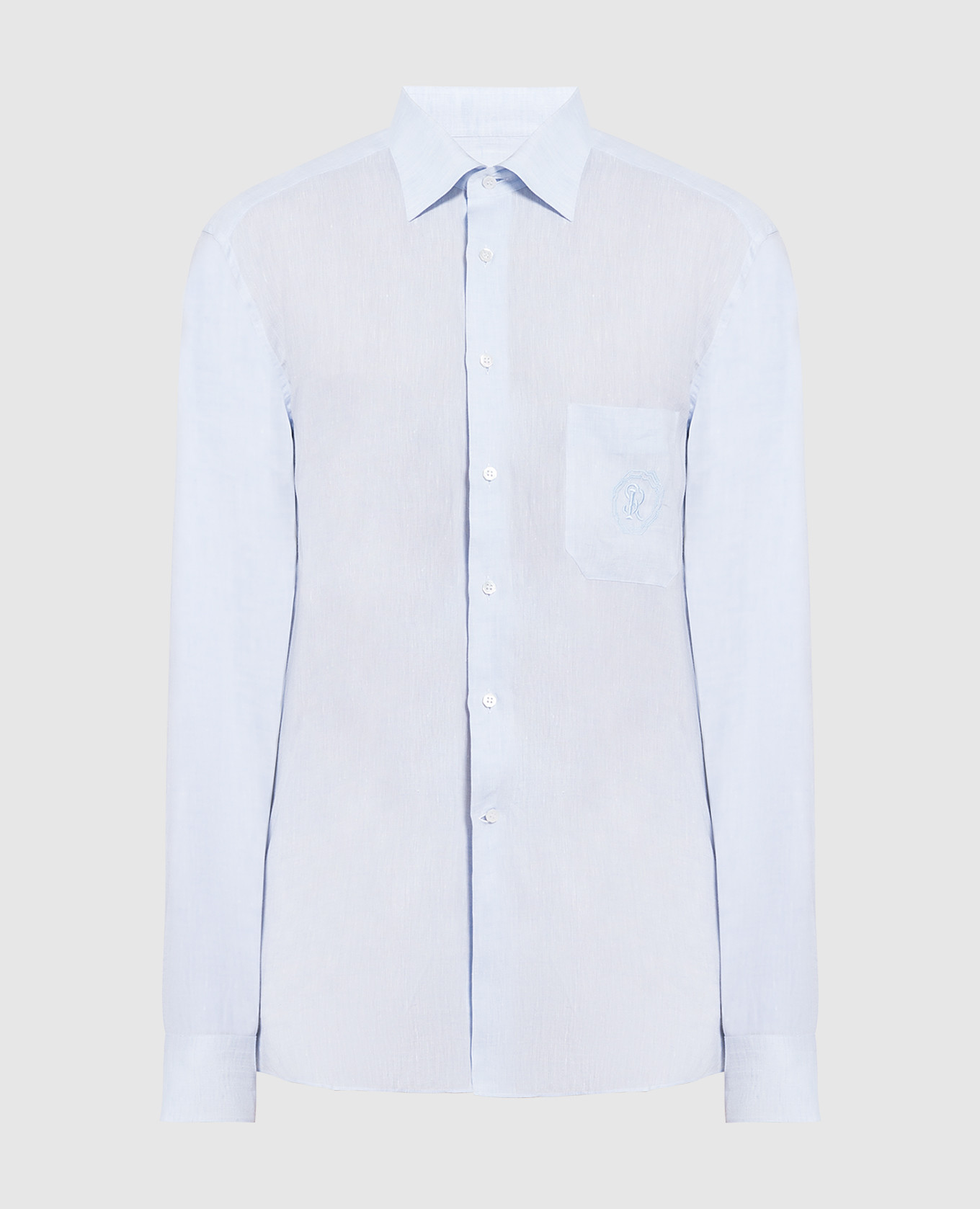 

Blue linen shirt with logo embroidery Stefano Ricci, Light blue