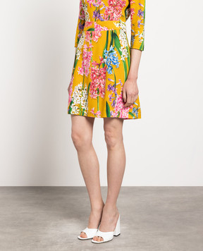 Dolce&Gabbana Yellow skirt in Hyacinth print F4AG8TFPRUK