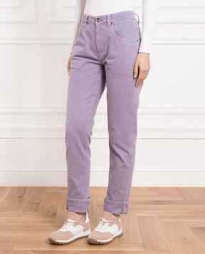 Brunello Cucinelli Purple jeans with monil chain M0H43P5797