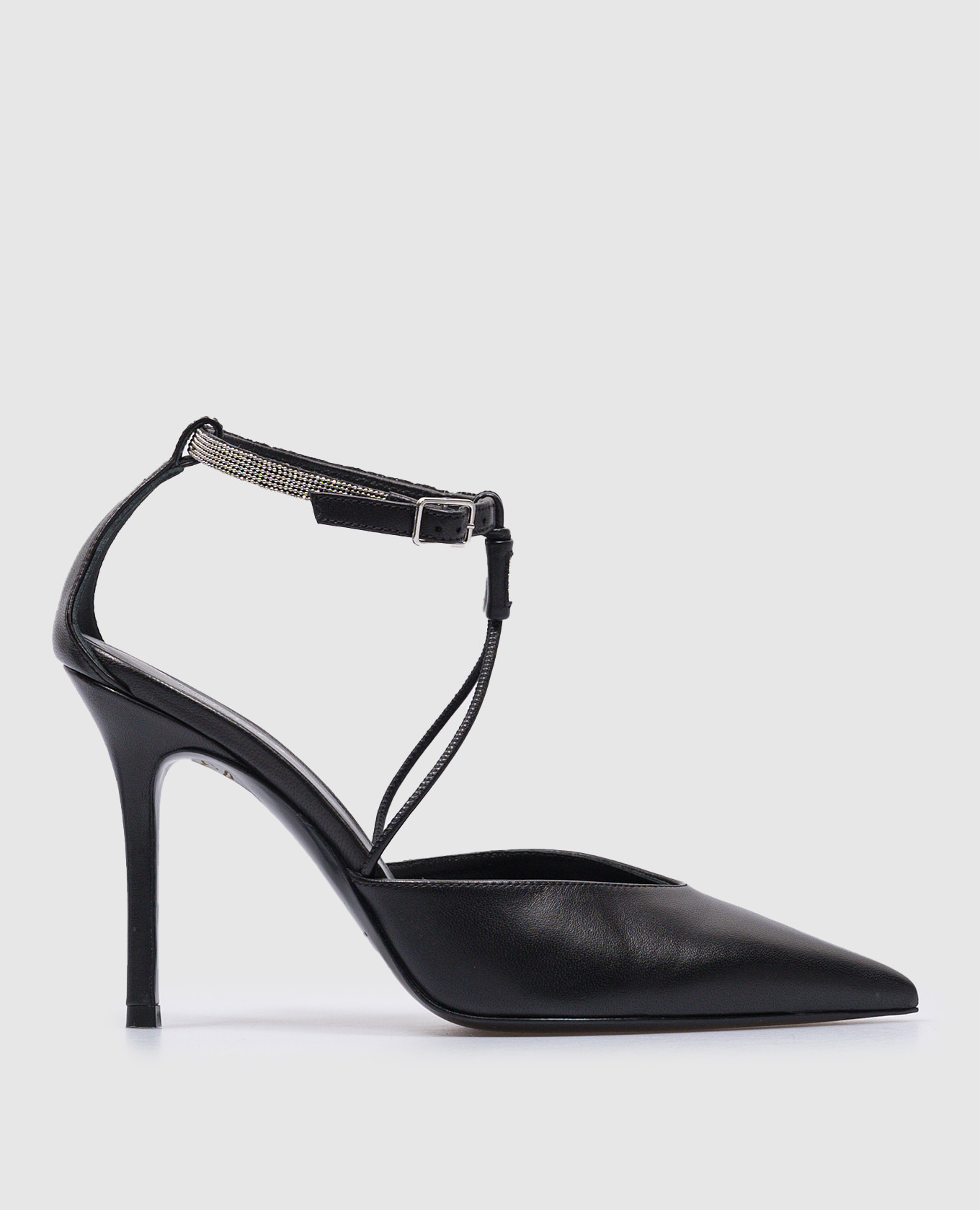 Black leather shoes with monil chain peserico