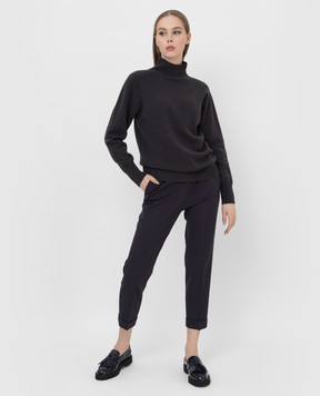 Peserico Navy blue high waist trousers P04754A01994