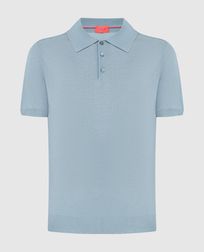 ISAIA Blue cashmere and silk polo shirt MG8024YP002