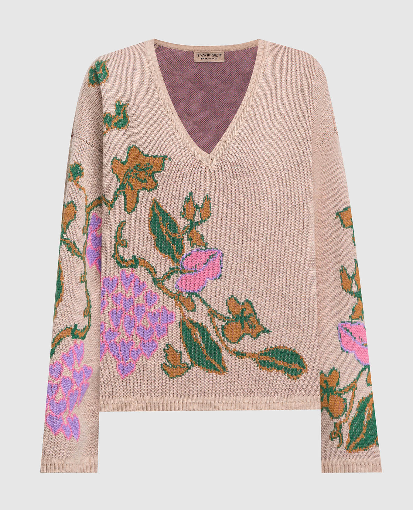 

Brown pullover in a floral pattern Twinset, Коричневый