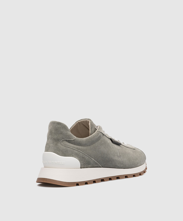 Brunello Cucinelli｜SNEAKERS (MZSFG2110 C8275) Brunello Cucinelli - Gray suede sneakers with monil chain