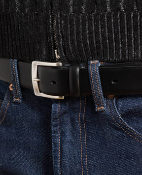 MooRER Black leather belt BERTHASH