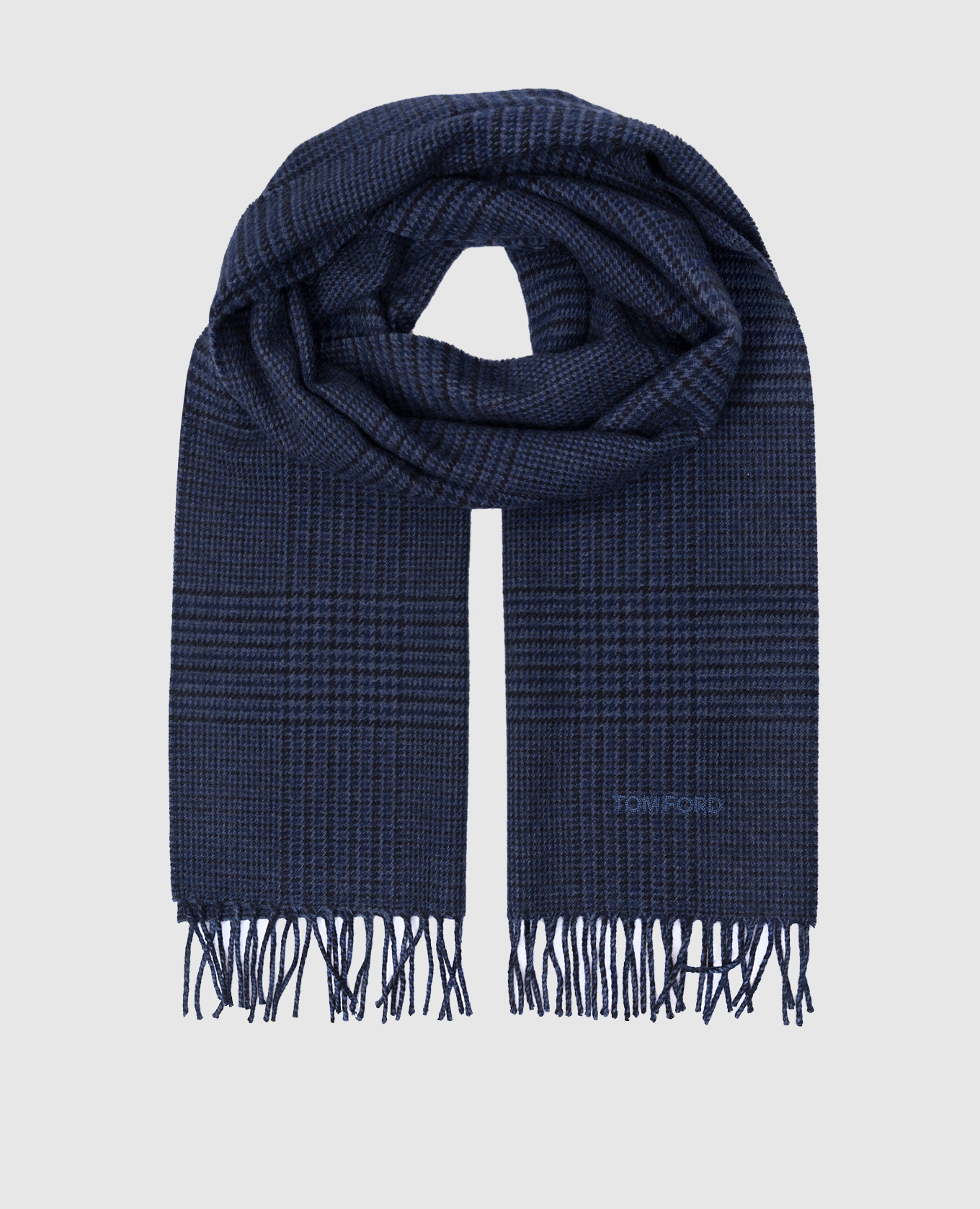 

Blue scarf made of cashmere and wool in a Windsor check Tom Ford, Синий